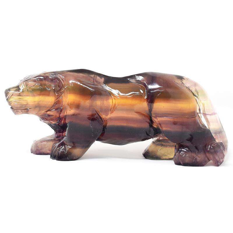 gemsmore:Stunning Multicolor Fluorite Hand Carved Lion