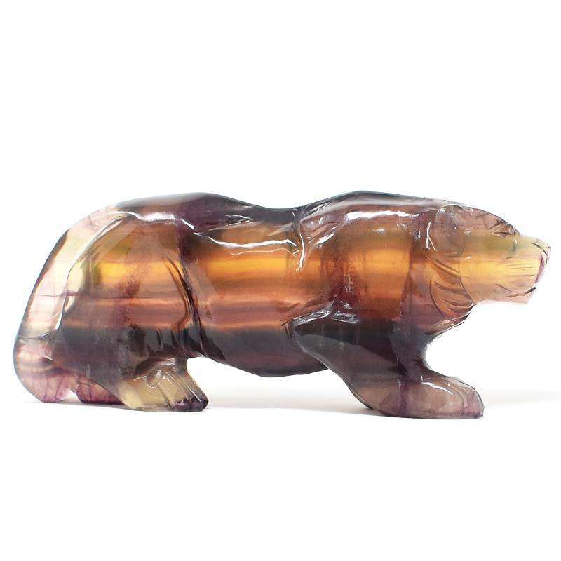 gemsmore:Stunning Multicolor Fluorite Hand Carved Lion