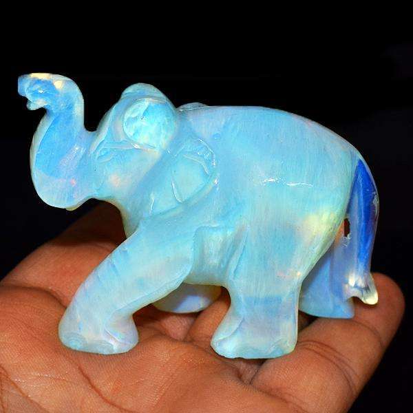gemsmore:Stunning Opalite Hand Carved Gemstone Elephant