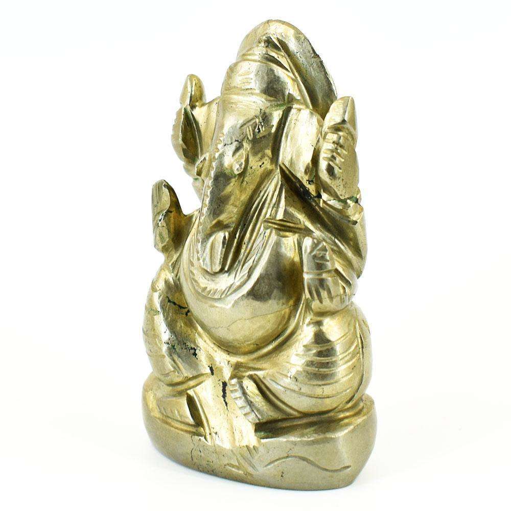 gemsmore:Stunning Pyrite Hand Carved Genuine Crystal Gemstone Carving Lord Ganesha