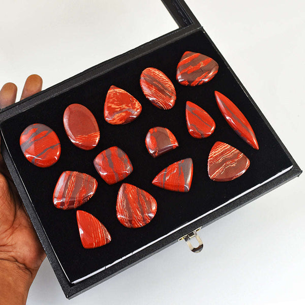 gemsmore:Stunning Red Power Tiger Eye Untreated Gemstone Cabochon Lot