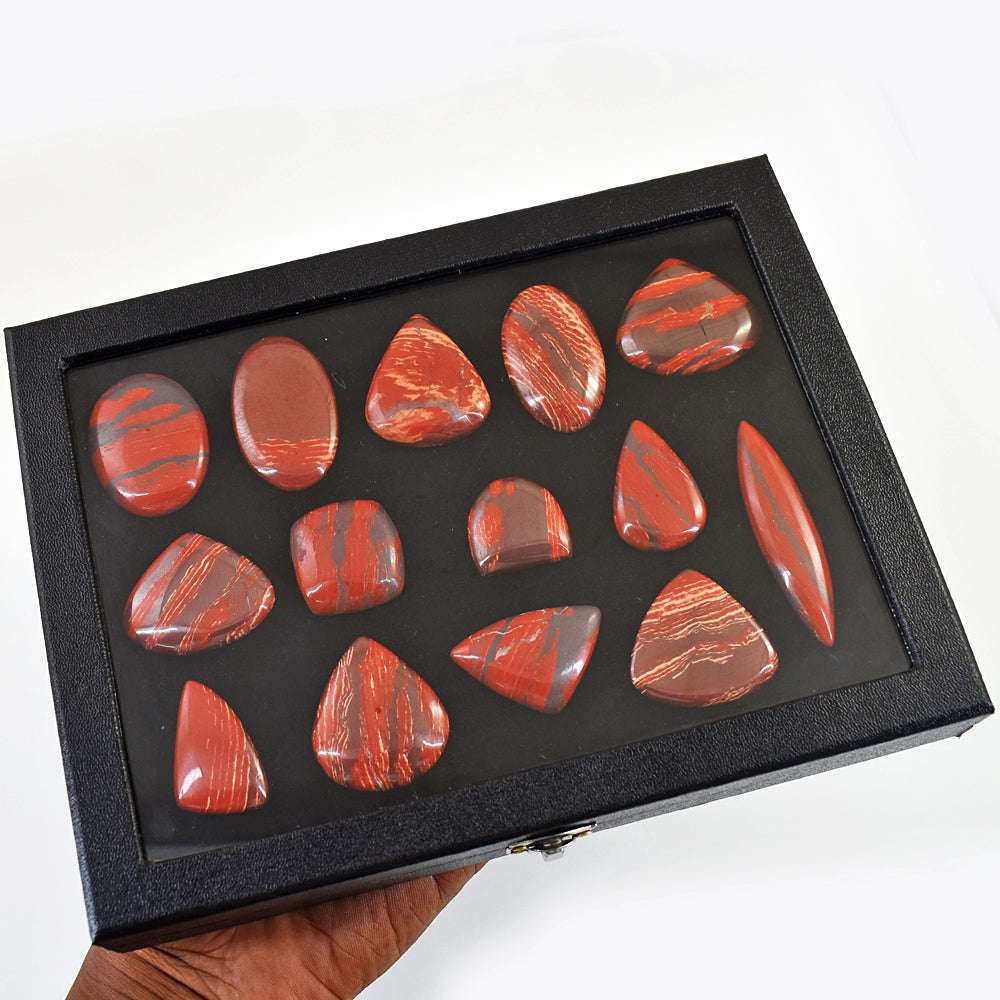 gemsmore:Stunning Red Power Tiger Eye Untreated Gemstone Cabochon Lot