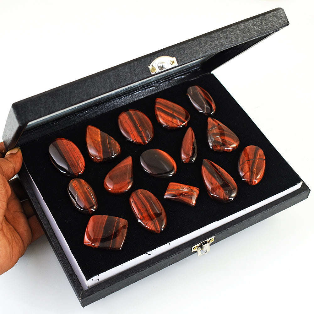 gemsmore:Stunning Red Power Tiger Eye Untreated Gemstone Cabochon Lot