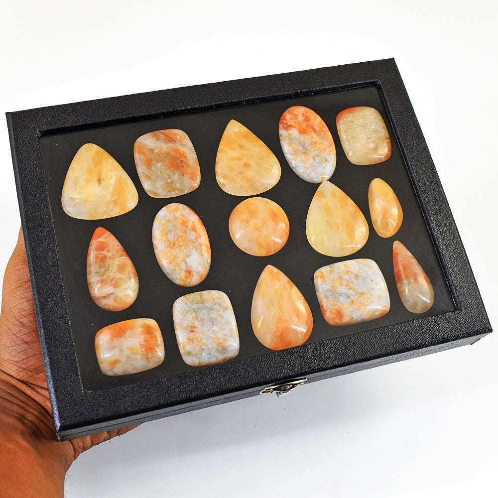 gemsmore:Stunning Sunstone Untreated Gemstone Cabochon Lot