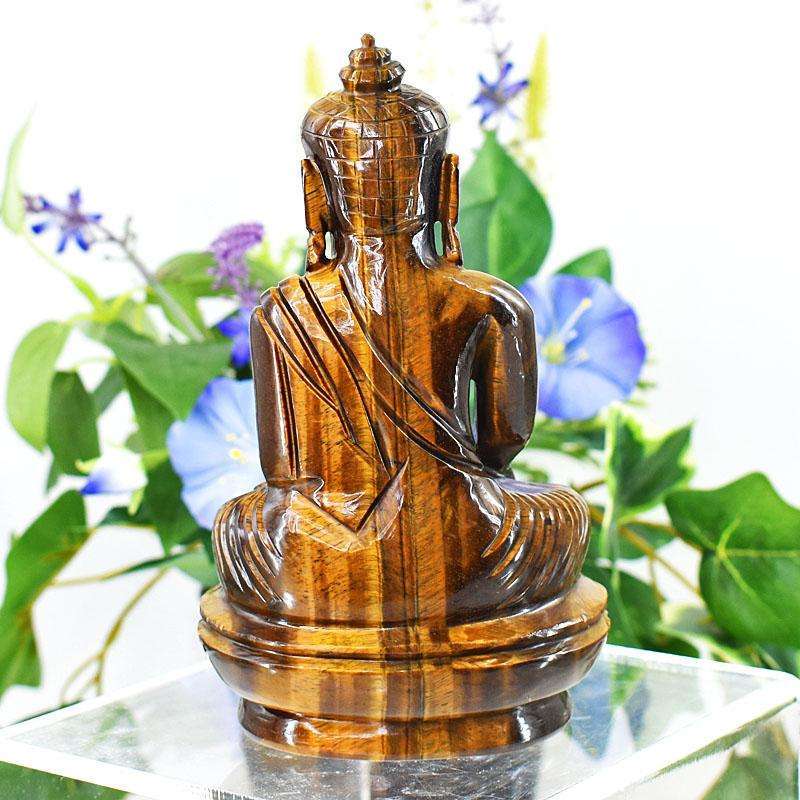 gemsmore:Stunning Tiger Eye Hand Carved Genuine Crystal Gemstone Carving Lord Buddha