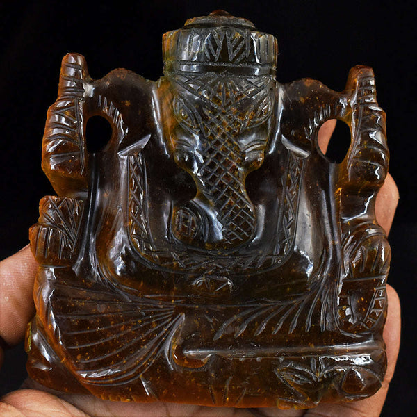 gemsmore:Stunning Tiger Eye  Hand Carved Genuine Crystal Gemstone Carving Lord Ganesha