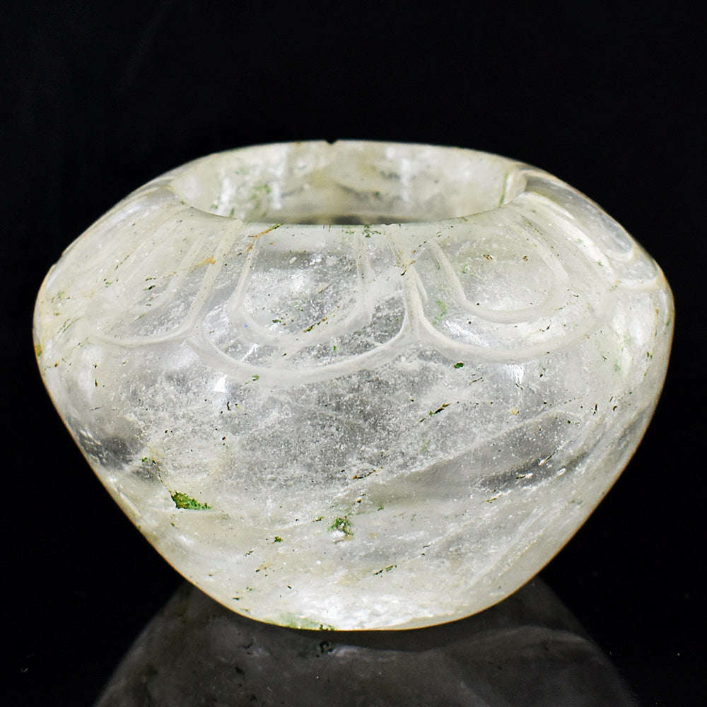 gemsmore:Stunning White Quartz Hand Carved Genuine Crystal Gemstone Carving Ash Trey