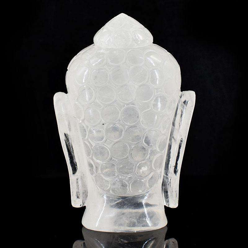 gemsmore:Stunning White Quartz Hand Carved Genuine Crystal Gemstone Carving Buddha Head