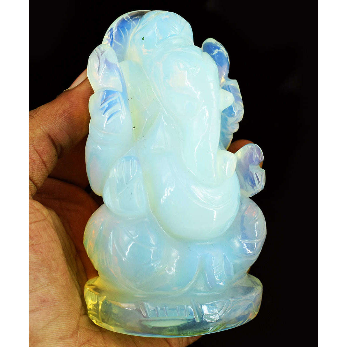 gemsmore:Stuuning Opalite  Hand Carved Genuine Crystal Gemstone Carving Lord Ganesha