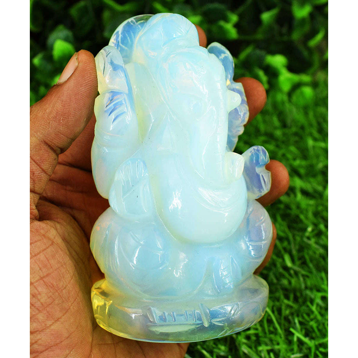 gemsmore:Stuuning Opalite  Hand Carved Genuine Crystal Gemstone Carving Lord Ganesha