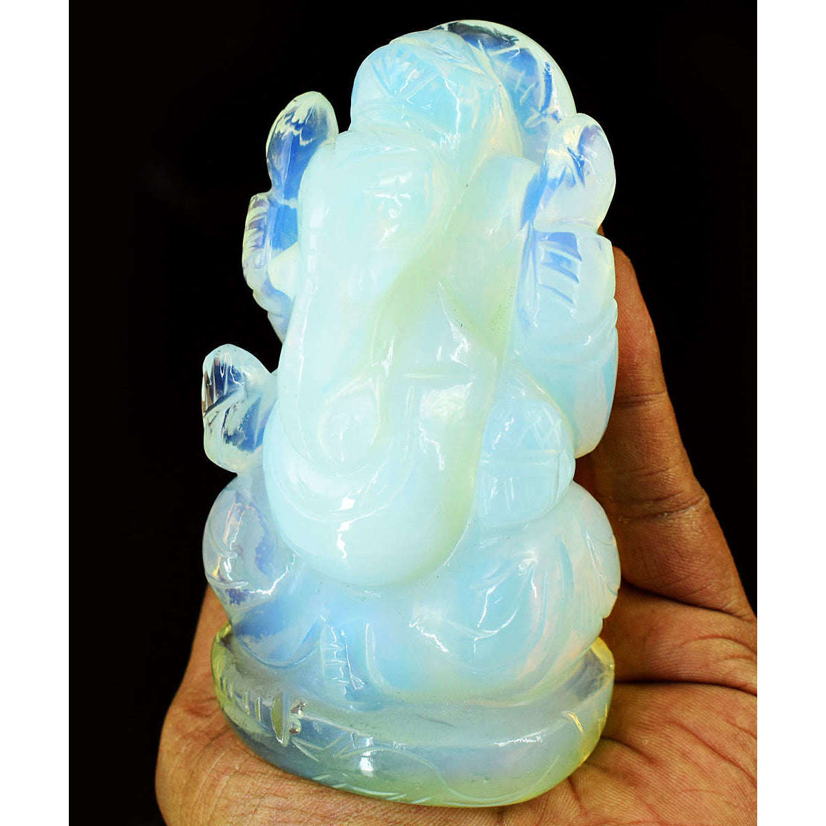 gemsmore:Stuuning Opalite  Hand Carved Genuine Crystal Gemstone Carving Lord Ganesha