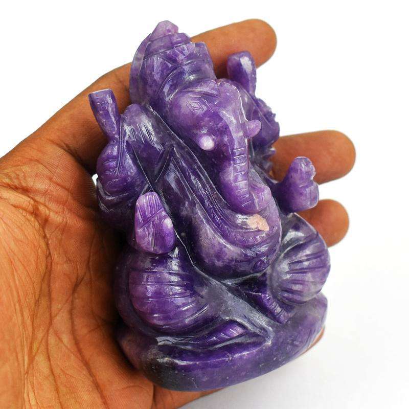 gemsmore:Super Grade AAA Lepidolite Carved Crystal Ganesha