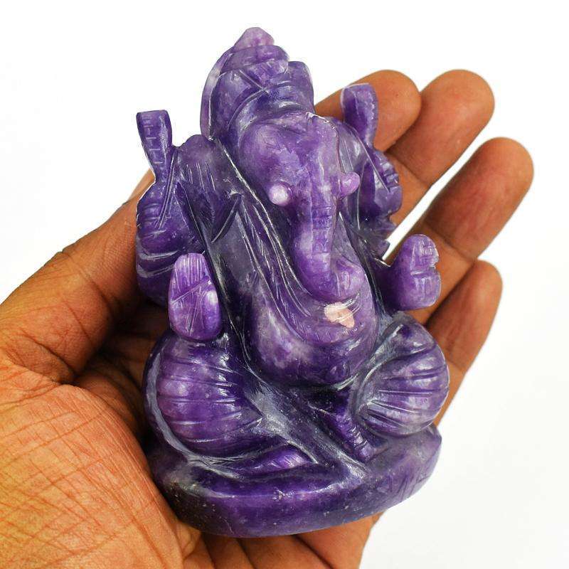 gemsmore:Super Grade AAA Lepidolite Carved Crystal Ganesha