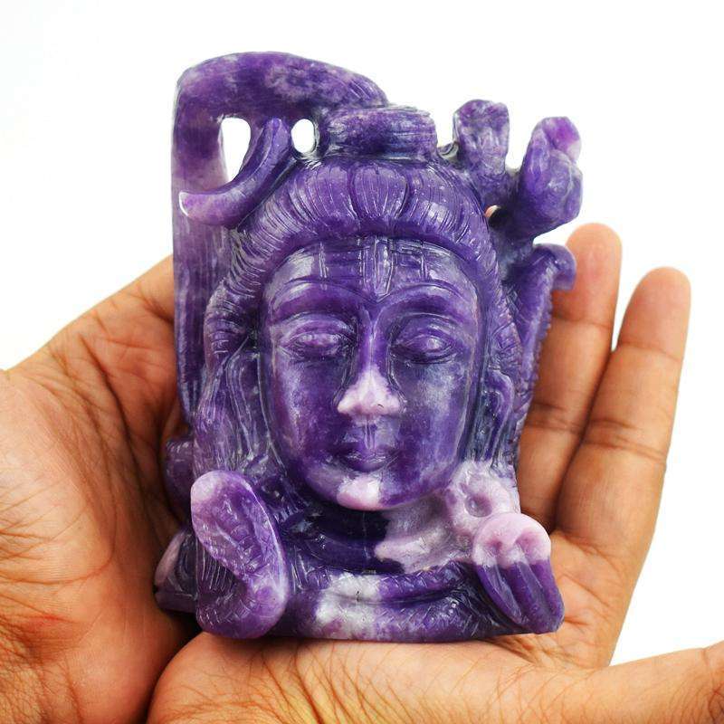 gemsmore:Superb Genuine Lepidolite Carved Lord Shiva - Awesome