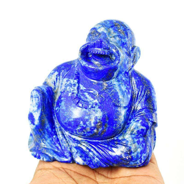 gemsmore:Supreme Quality Lapis Lazuli Hand Carved Laughing Buddha
