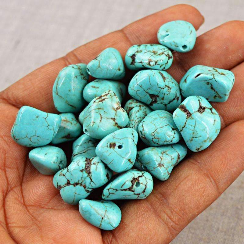 gemsmore:Turquoise Beads Lot - Natural Drilled