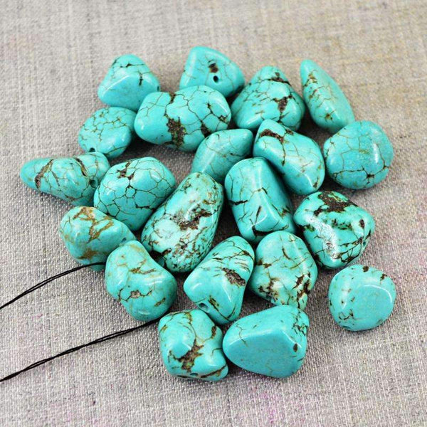 gemsmore:Turquoise Beads Lot - Natural Drilled