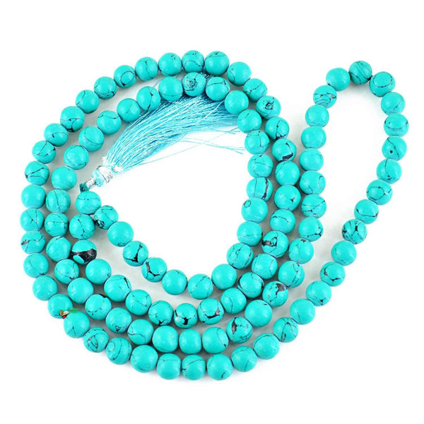 gemsmore:Turquoise Necklace Natural 108 Beads Prayer Mala