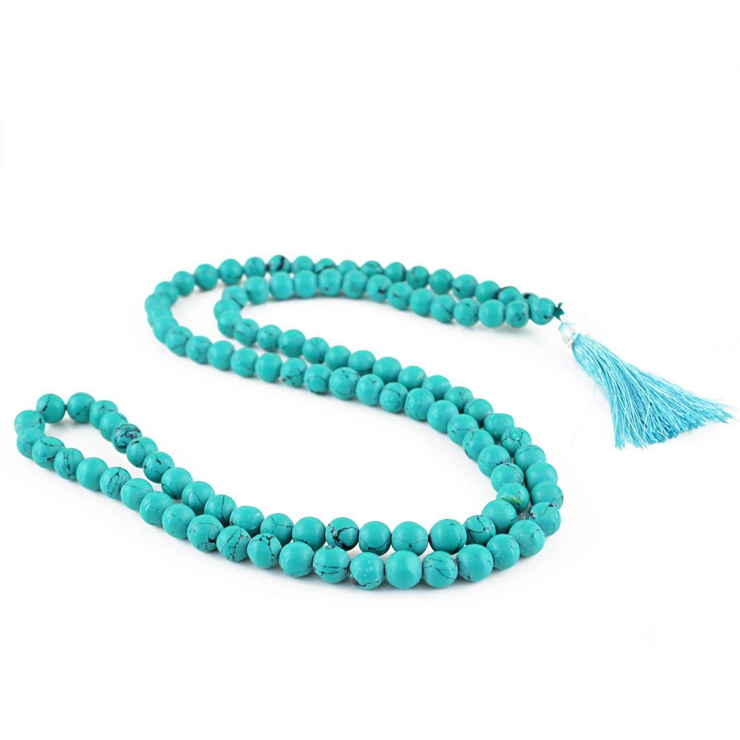 gemsmore:Turquoise Necklace Natural 108 Beads Prayer Mala