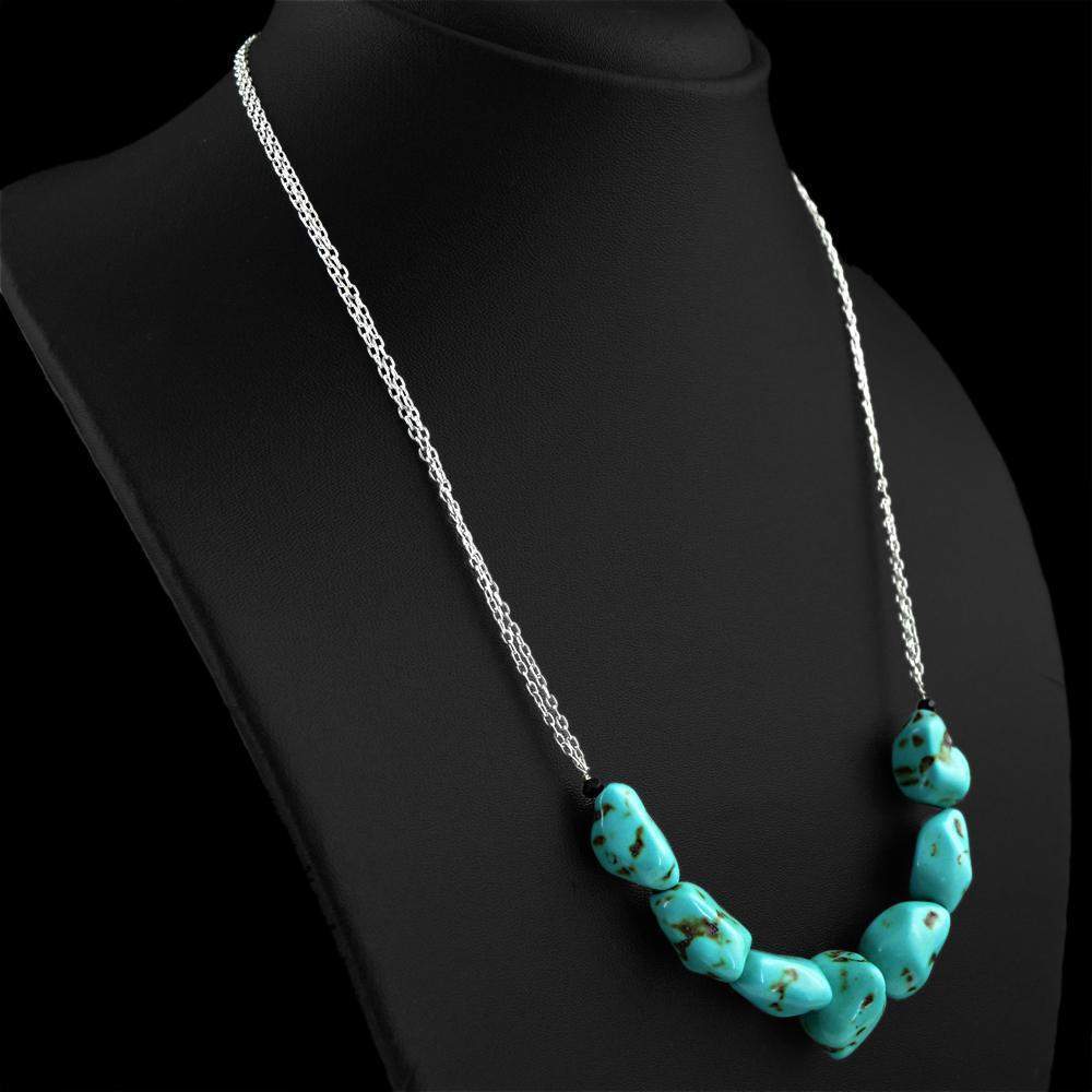 gemsmore:Turquoise Necklace Natural Single Strand Untreated Beads