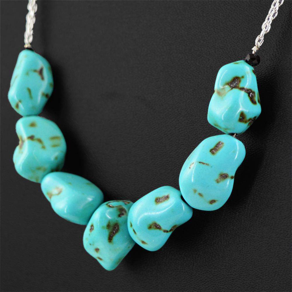 gemsmore:Turquoise Necklace Natural Single Strand Untreated Beads