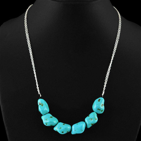 gemsmore:Turquoise Necklace Natural Untreated Beads