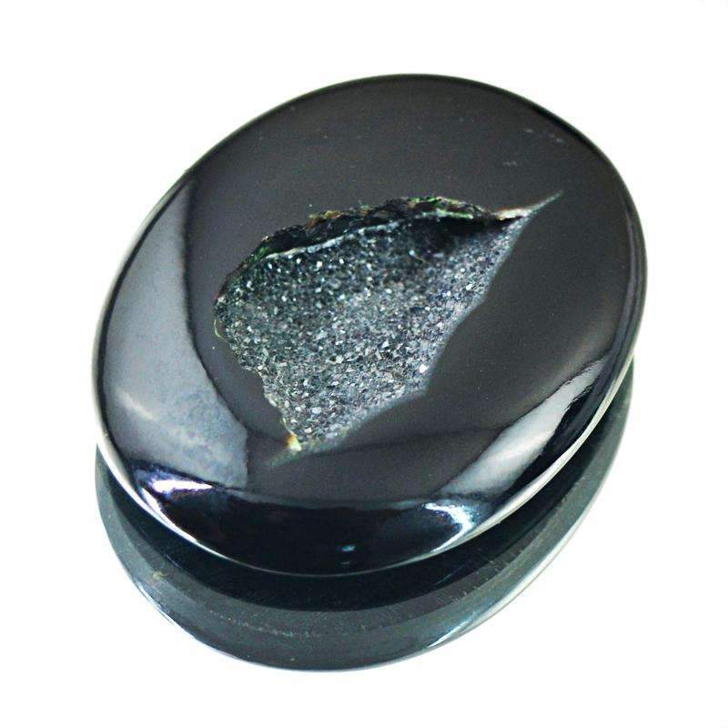 gemsmore:Unheated - Natural Black Druzy Onyx Gemstone Oval Shape