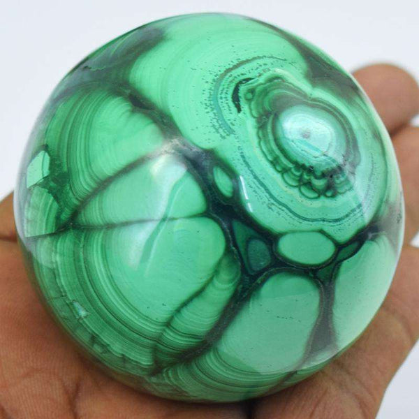 gemsmore:Unique Designer Malachite Carved Healing Sphere