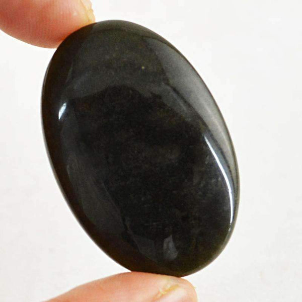 gemsmore:Untreated Black Obsidian Gemstone - Natural Oval Shape