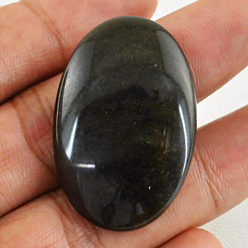 gemsmore:Untreated Black Obsidian Gemstone - Natural Oval Shape