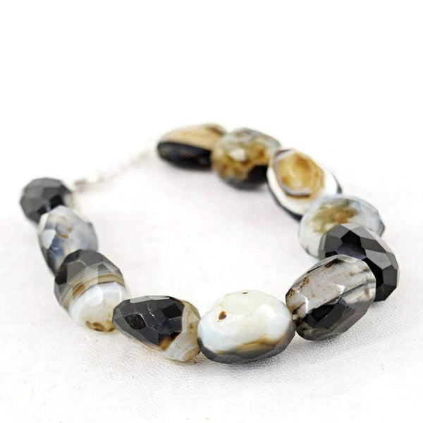 gemsmore:Untreated Black Onyx Bracelet Natural Faceted Beads