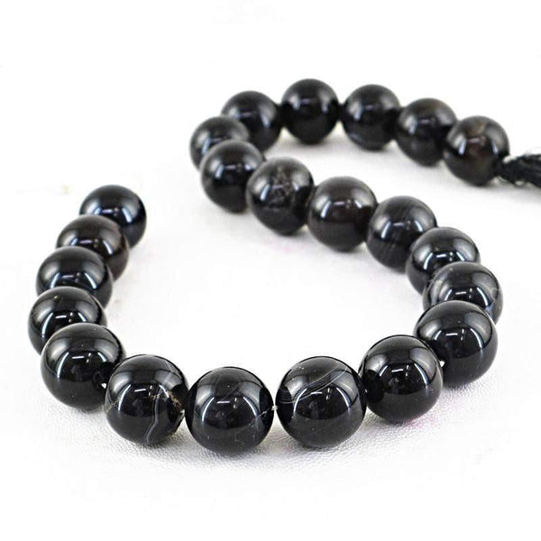 gemsmore:Untreated Black Onyx Strand Natural Round Shape Beads