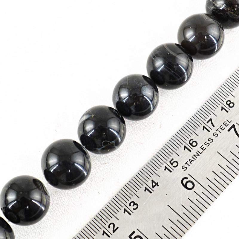 gemsmore:Untreated Black Onyx Strand Natural Round Shape Beads