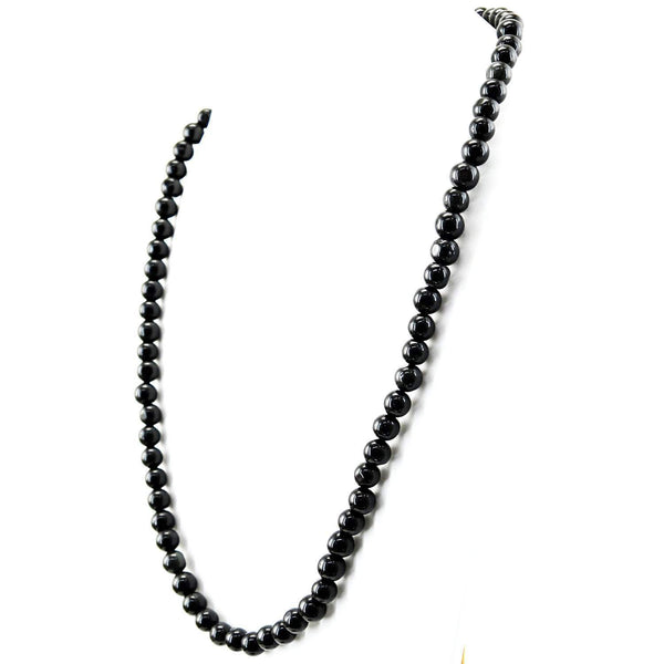 gemsmore:Untreated Black Spinel Necklace Natural Round Shape Beads
