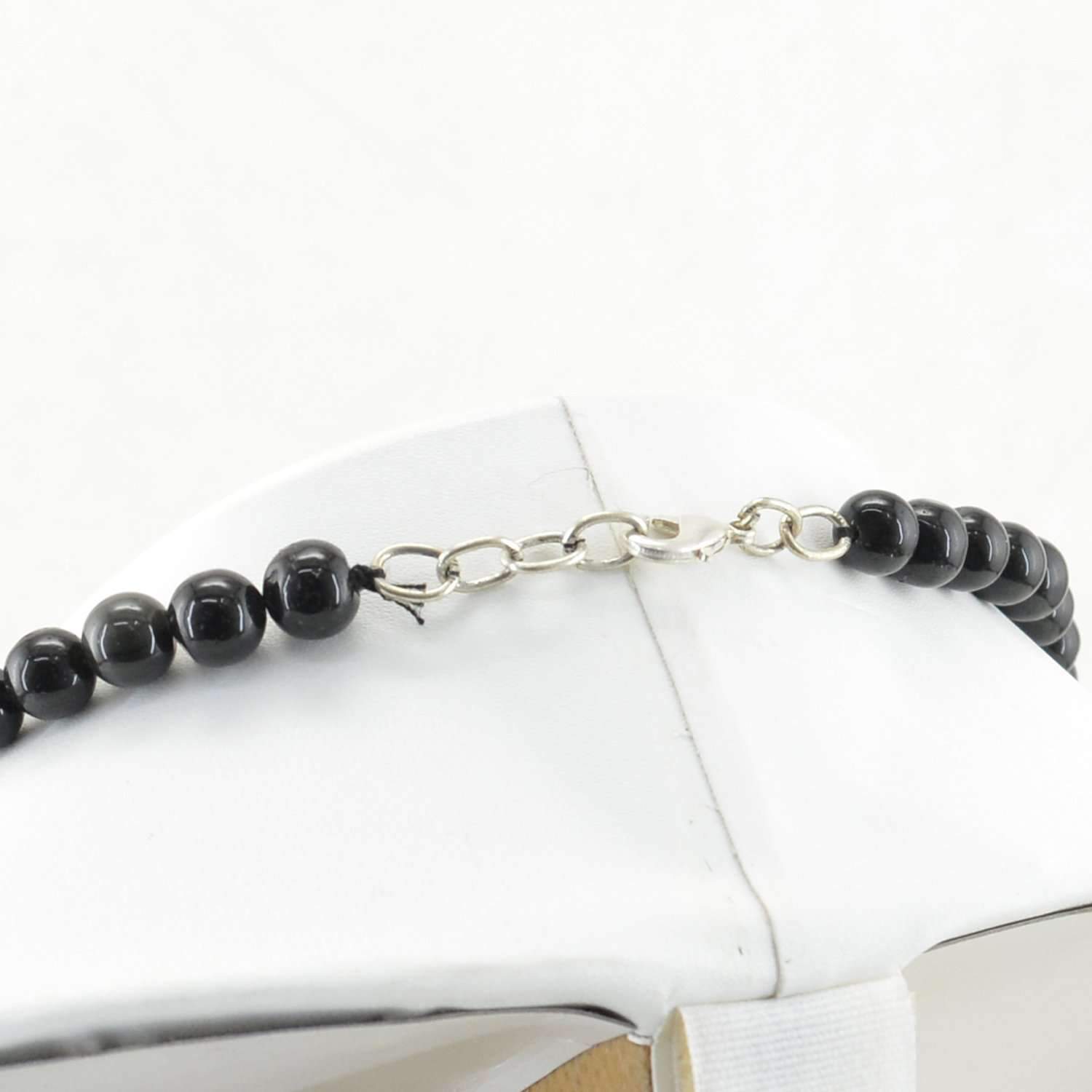 gemsmore:Untreated Black Spinel Necklace Natural Round Shape Beads