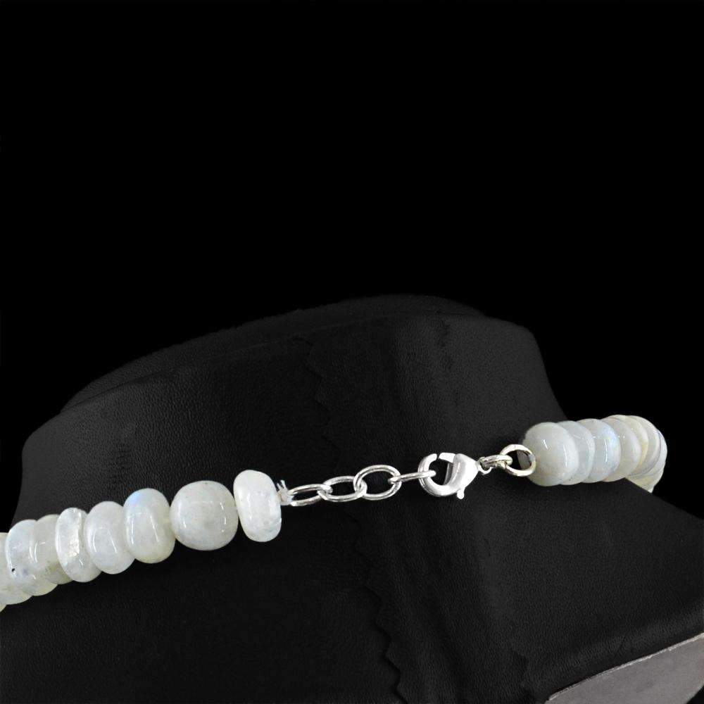 gemsmore:Untreated Blue Flash Moonstone Necklace Natural Round Beads