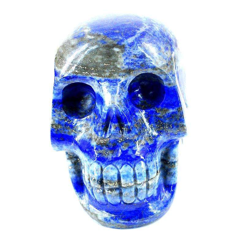 gemsmore:Untreated Blue Lapis Lazuli Carved Human Skull