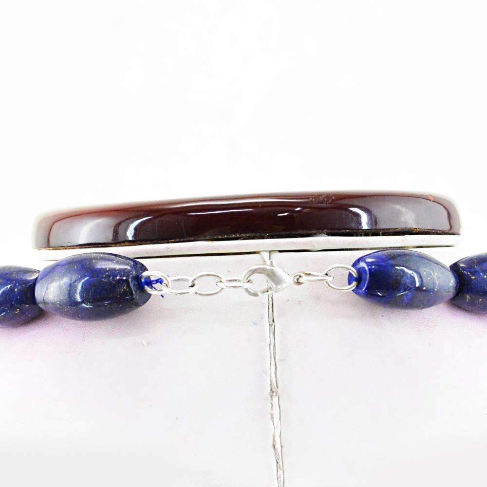 gemsmore:Untreated Blue Lapis Lazuli Necklace Natural 20 Inches Long Beads