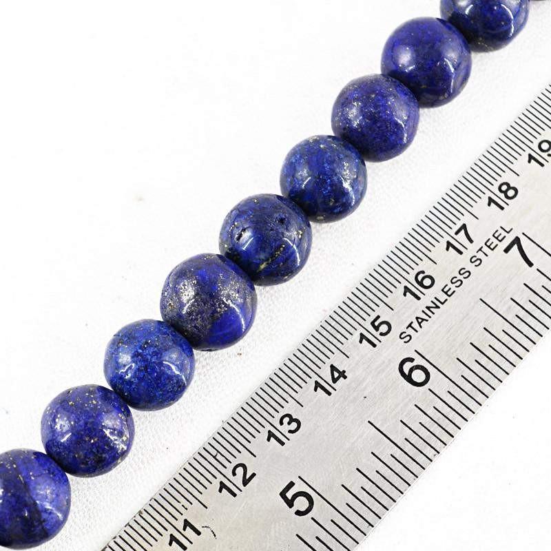 gemsmore:Untreated Blue Lapis Lazuli Strand Natural Round Shape Beads