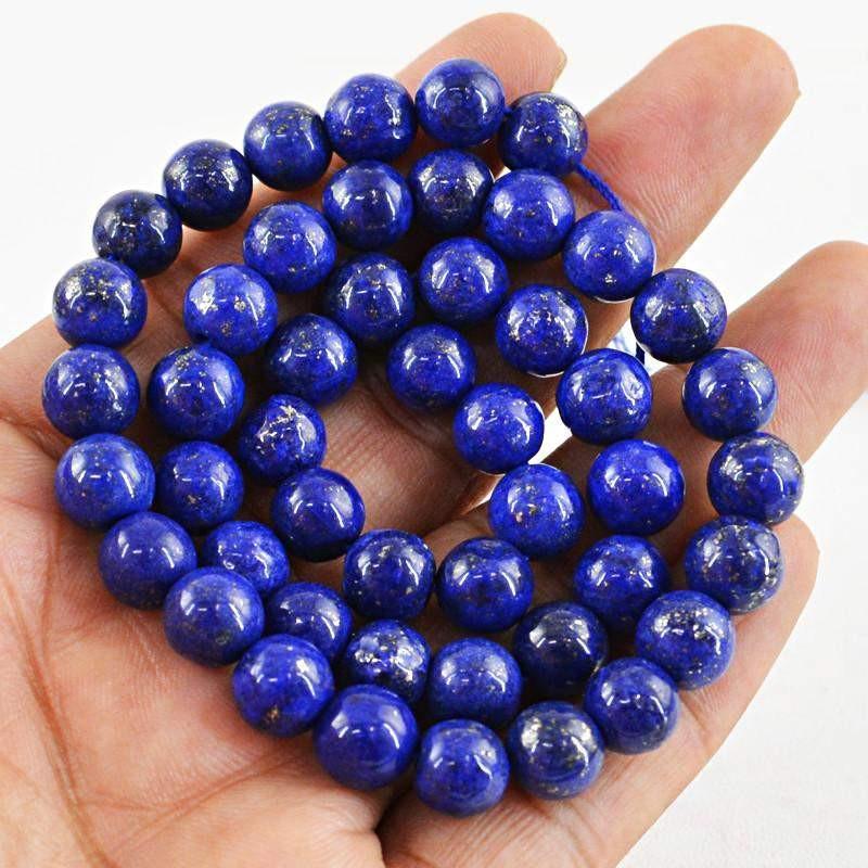 gemsmore:Untreated Blue Lapis Lazuli Strand Round Shape Drilled Beads