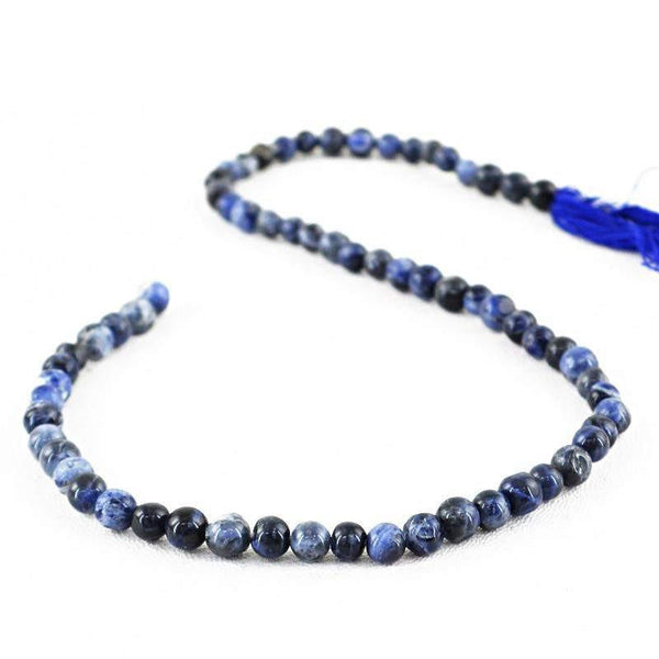 gemsmore:Untreated Blue Sodalite Strand Natural Round Shape Drilled Beads