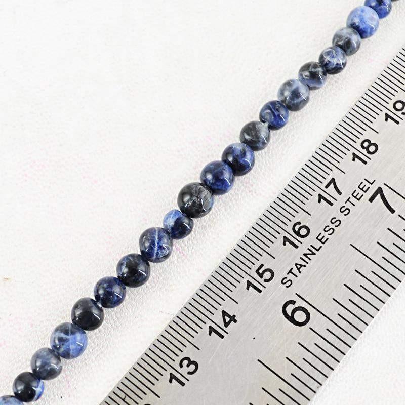 gemsmore:Untreated Blue Sodalite Strand Natural Round Shape Drilled Beads