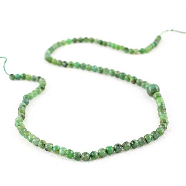 gemsmore:Untreated Emerald Strand Natural Round Shape Drilled Beads