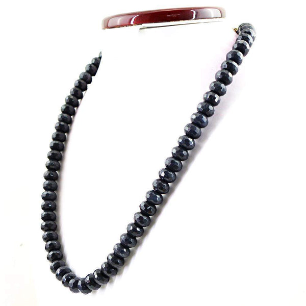 gemsmore:Untreated Faceted Blue Iolite Necklace Natural Round Shape Beads