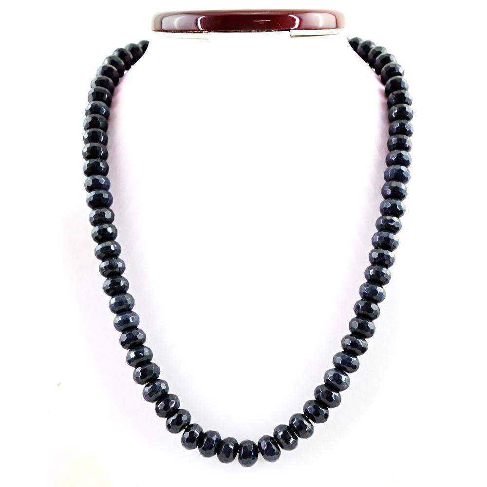 gemsmore:Untreated Faceted Blue Iolite Necklace Natural Round Shape Beads