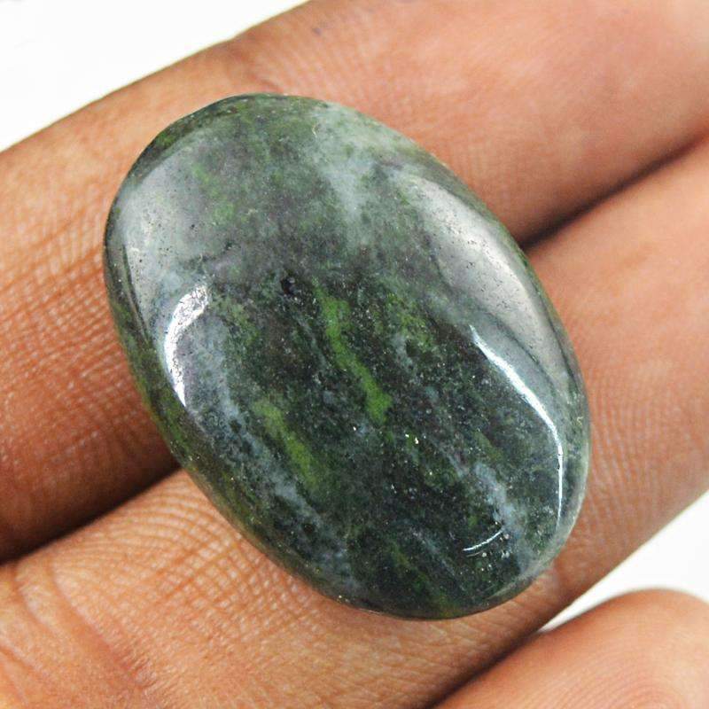 gemsmore:Untreated Forest Green Jasper Gemstone - Natural Oval Shape