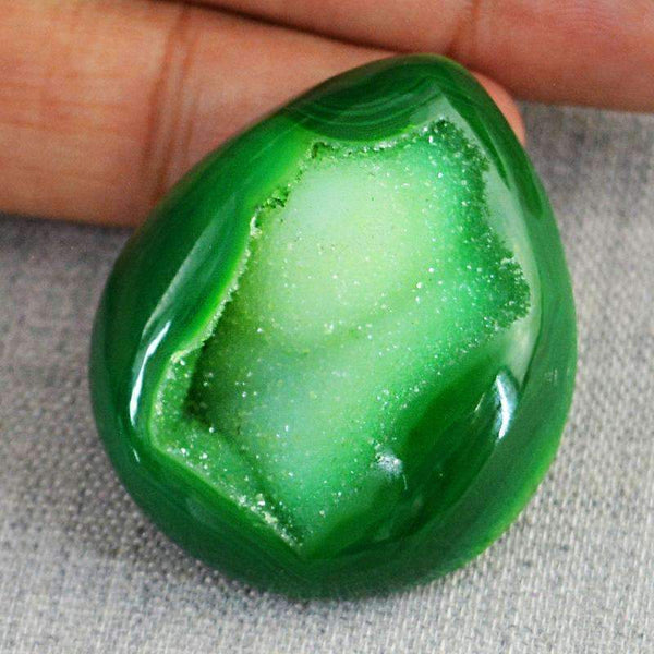 gemsmore:Untreated Green Druzy Onyx Gemstone - Natural Pear Shape