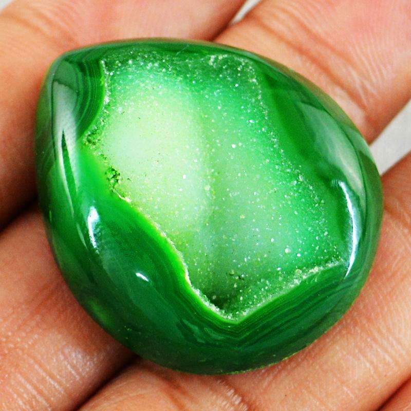 gemsmore:Untreated Green Druzy Onyx Gemstone - Natural Pear Shape