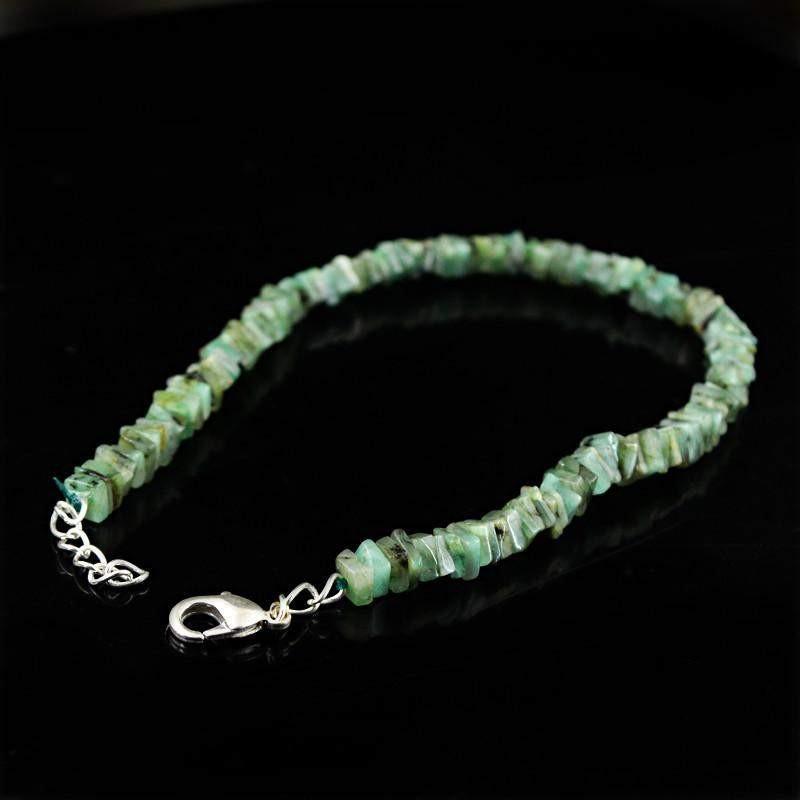 gemsmore:Untreated Green Emerald Bracelet Natural Genuine Beads