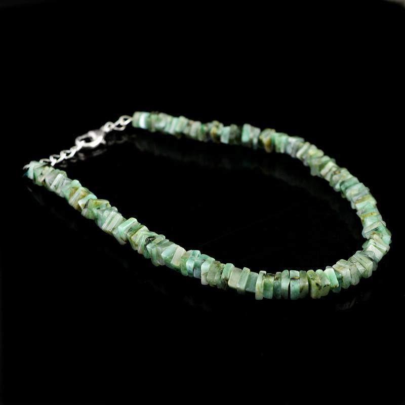 gemsmore:Untreated Green Emerald Bracelet Natural Genuine Beads